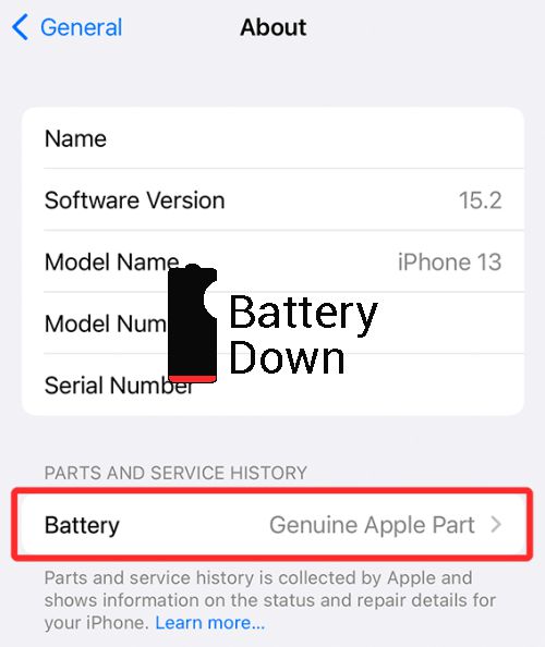 Check pin iphone zin bằng iOS 15 trở lên