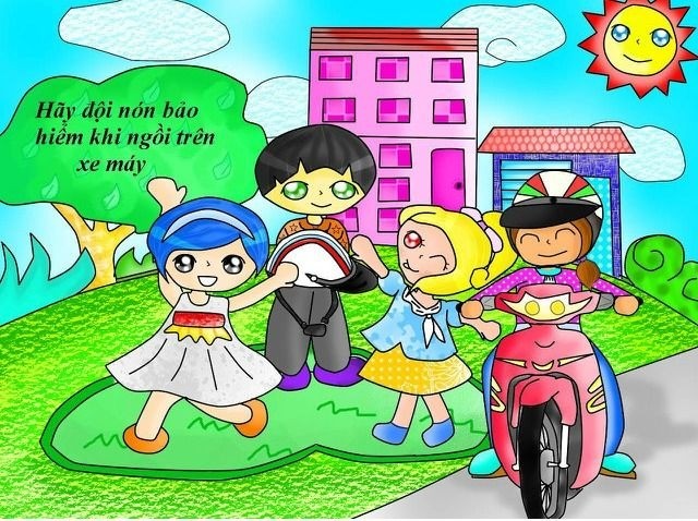 Vẽ về chủ đề đội mũ bảo hiểm - Mỹ thuật Lớp 5 - Bài tập Mỹ thuật Lớp 5 - Giải bài tập Mỹ thuật Lớp 5 | Lazi.vn - Cộng đồng Tri thức & Giáo dục