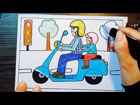 Vẽ tranh ĐỘI MŨ XINH - BẢO VỆ CHÚNG MÌNH | Vẽ tranh đội mũ bảo hiểm | Vẽ tranh an toàn giao thông - YouTube