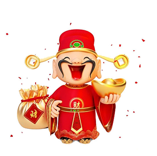 hình ảnh avatar Tết Thần tài cười tay cầm nén vàng