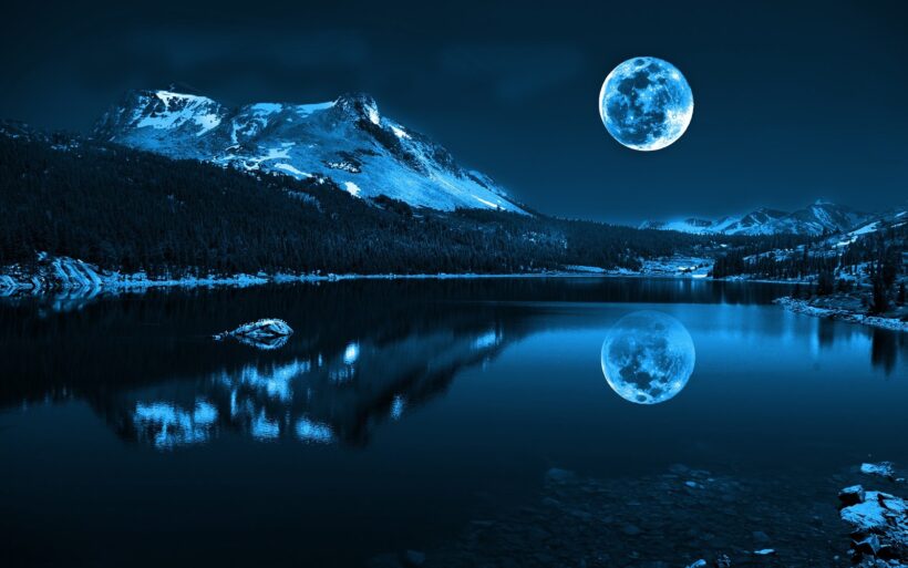 Hình nền mặt trăng lạnh lẽo trong đêm