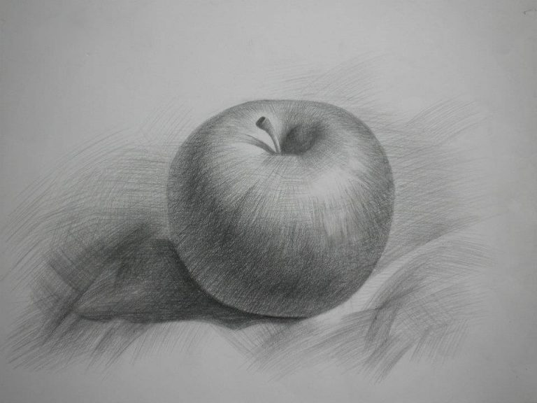 tranh vẽ bút chì quả táo