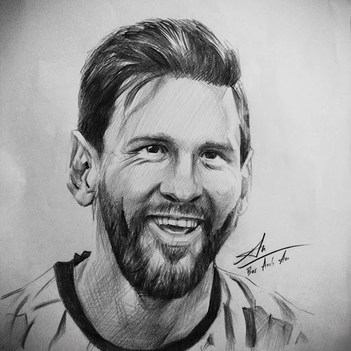 tranh vẽ chì Messi