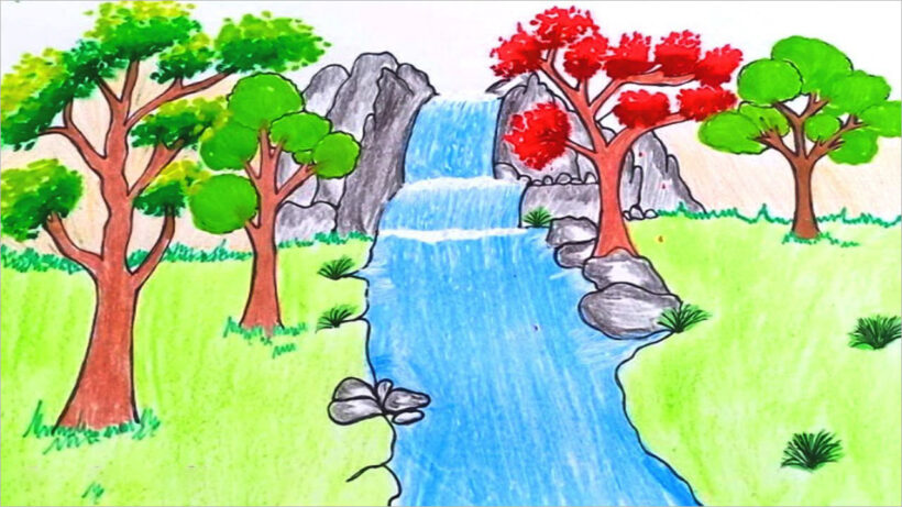 vẽ tranh đề tài phong cảnh quê hương lớp 9 đơn giản