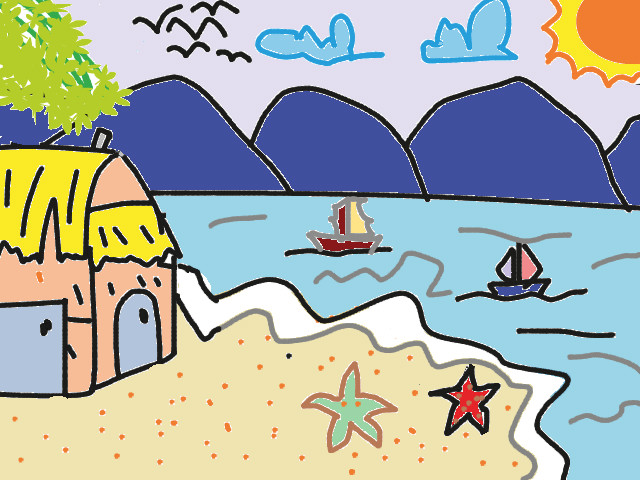 vẽ tranh đề tài tự chọn phong cảnh biển
