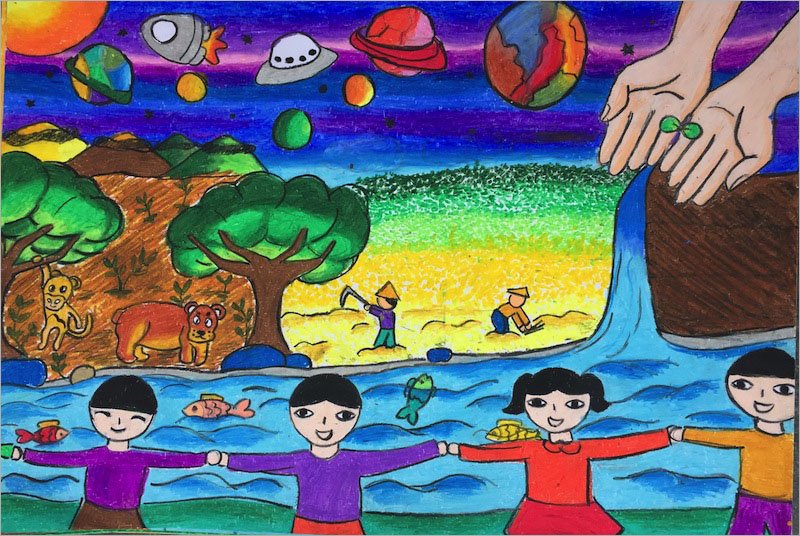 vẽ tranh đề tài ước mơ của em lớp 8 đơn giản nhất cứu trái đất và thế giới