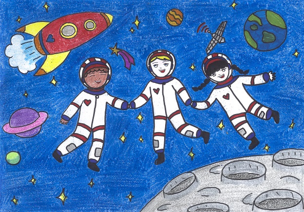 vẽ tranh đề tài ước mơ của em trở thành nhà du hành vũ trụ không gian
