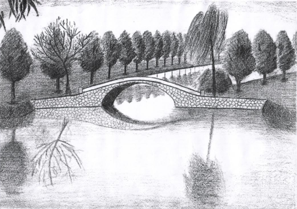 vẽ tranh phong cảnh sông quê bằng bút chì