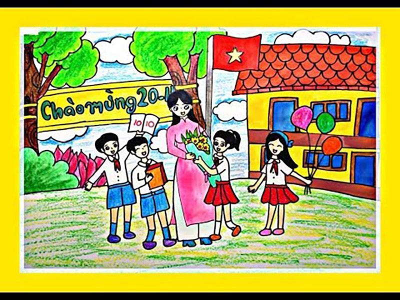 Vẽ tranh về đề tài 20 11 chúc mừng Ngày Nhà Giáo Việt Nam