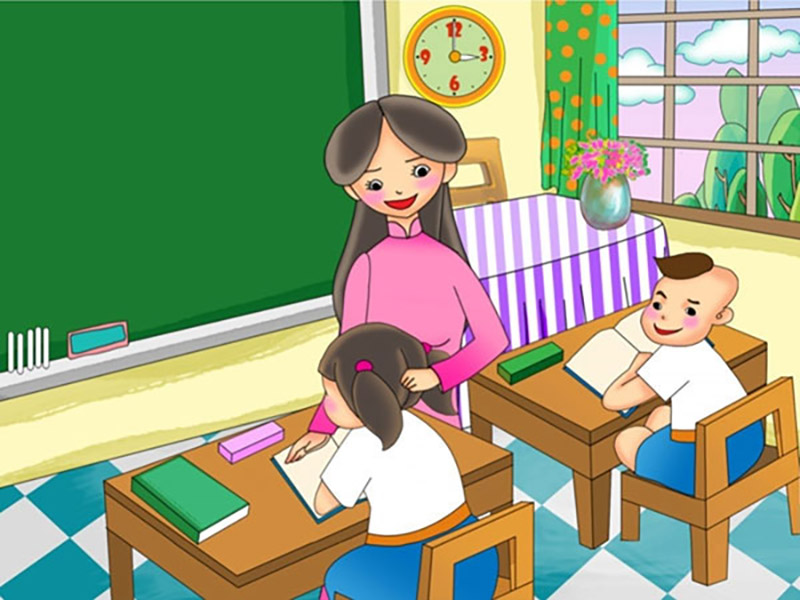 Vẽ tranh về đề tài 20 11 Ngày Nhà Giáo Việt Nam cô giáo và các em học sinh